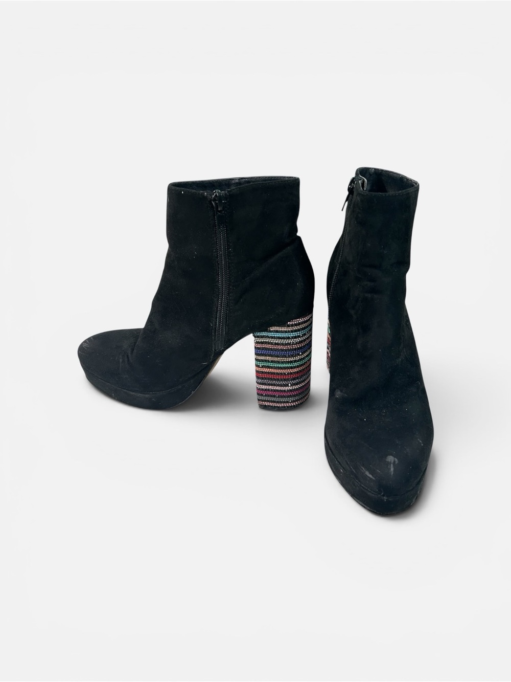 Betsey Johnson Rhinestone Striped Heel Booties - Size 6